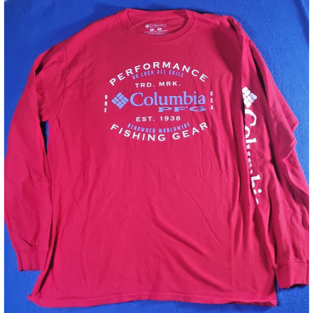 Columbia PFG Red Long Sleeve T-Shirt Men’s Large Performance Fishing Gear